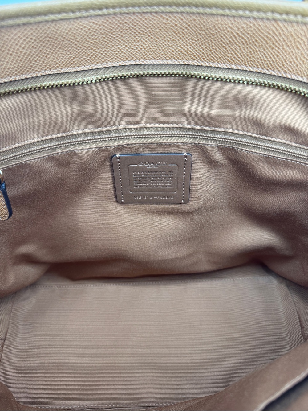 Coach Tan Leather Tote with Gold Logo - Picture 4 of 8